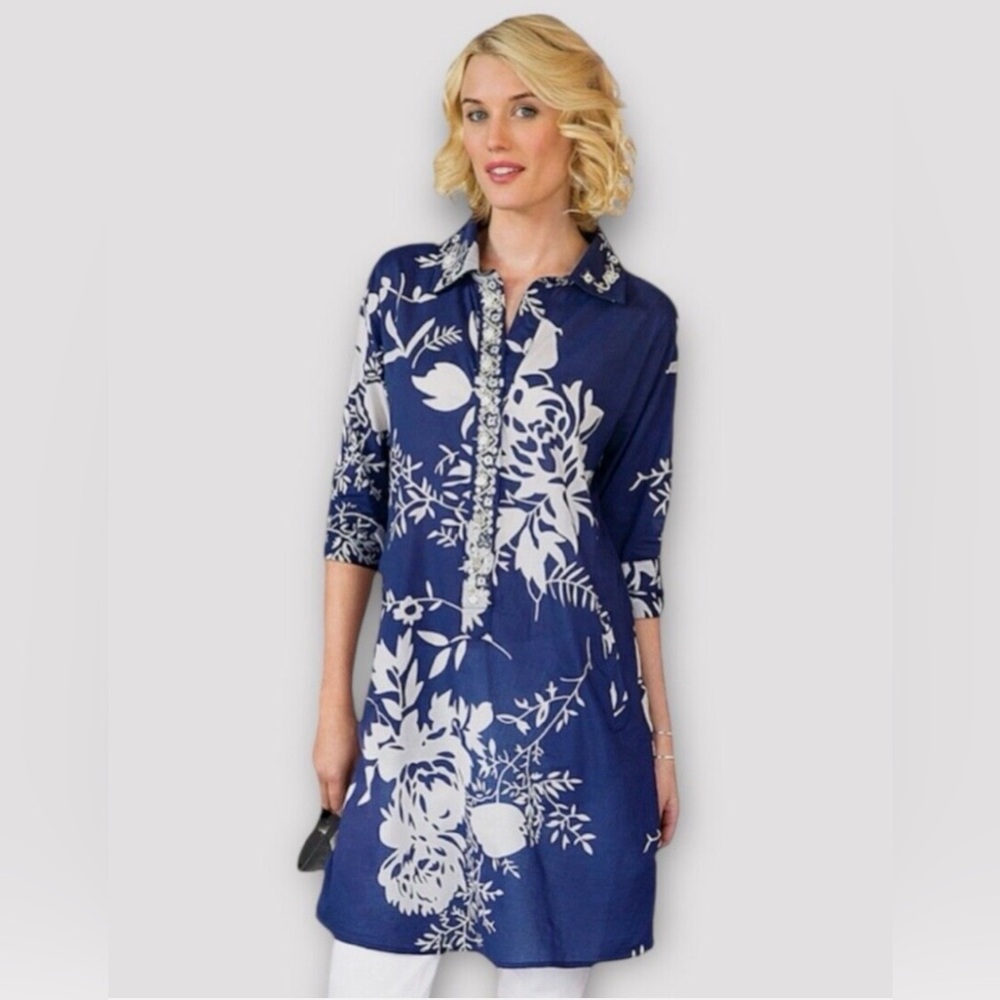 NEW Soft Surroundings Margaux Beaded Tunic Top NWT